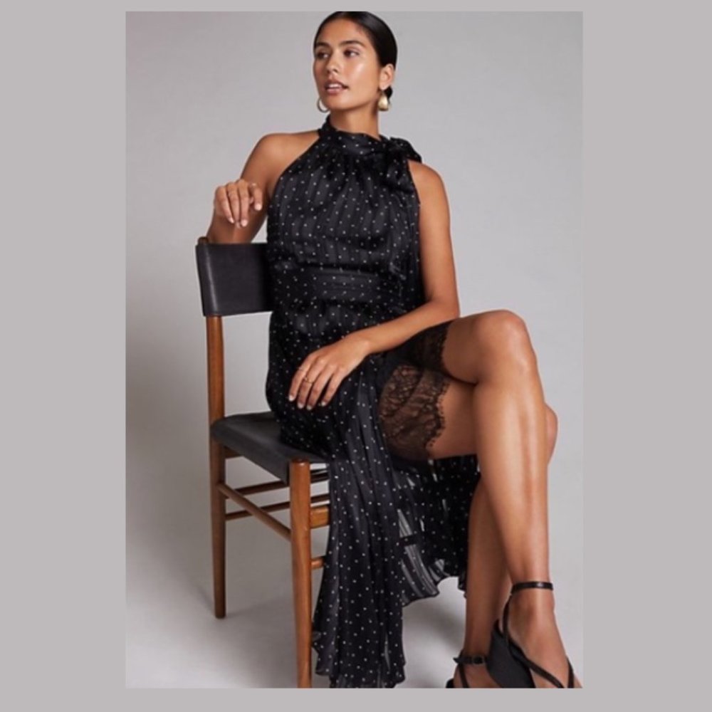 Sachin and Babi Anthropologie Dot Halter Bow Midi Dress - NWT, Sz 6